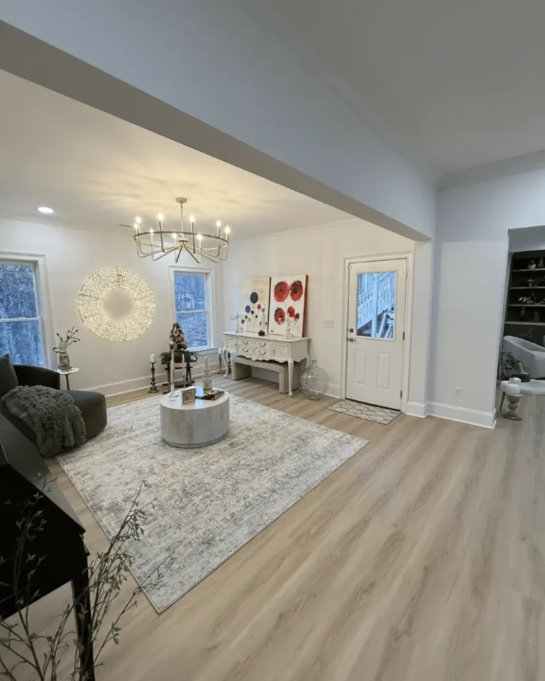 Open-concept finished basement play area corner in Alpharetta featuring luxury vinyl plank flooring and natural light.