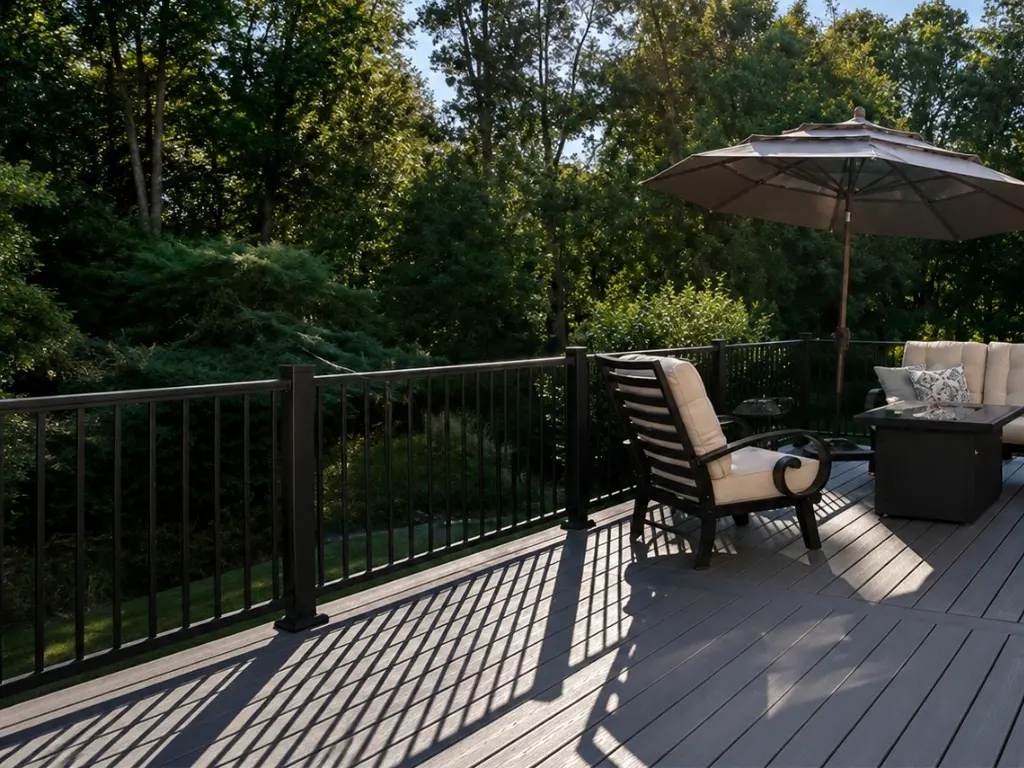 Custom deck railing with composite decking in Alpharetta GA by Yanover Connstruction