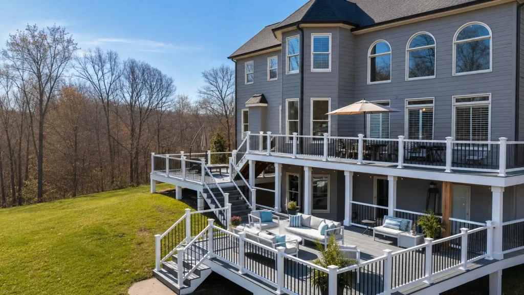 Custom multi-level composite deck construction for a North Atlanta home