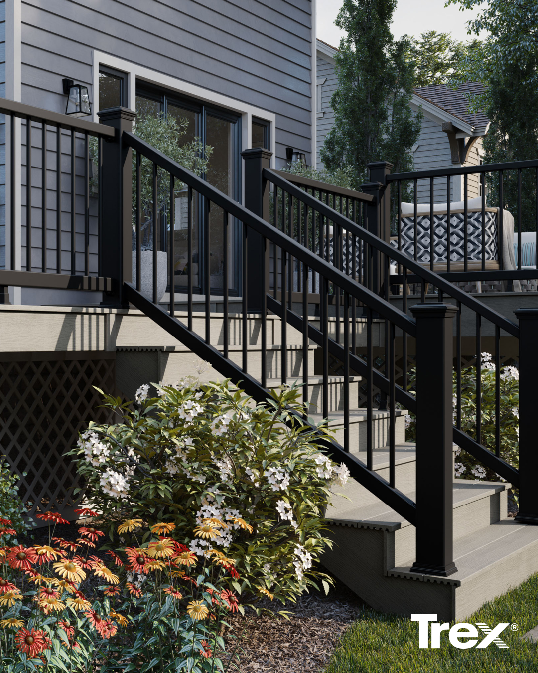 Trex composite deck stairacase in Alpharetta, GA