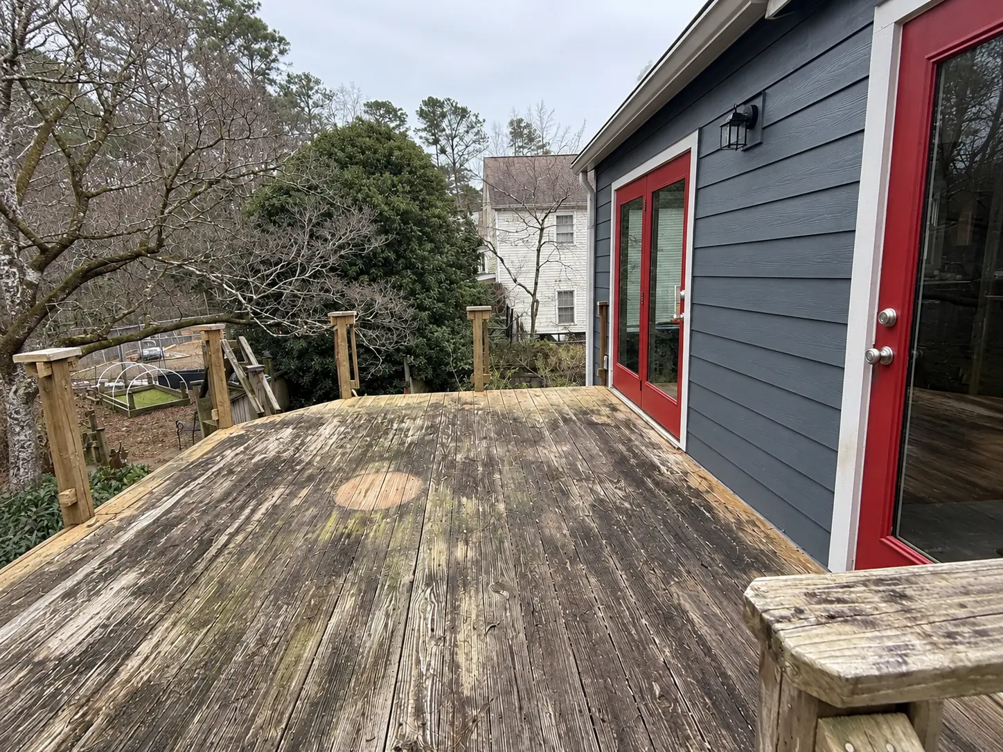 Before: Existing rear deck before the TimberTech deck rebuild in Marietta, GA.