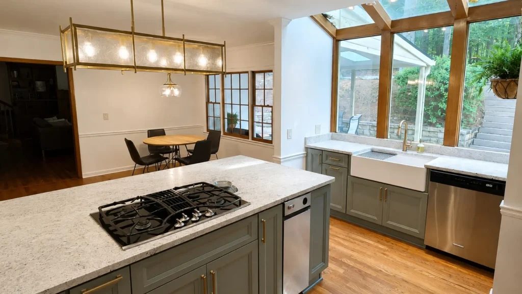 Custom kitchen island with premium cabinetry in a luxury Alpharetta, GA kitchen remodel.